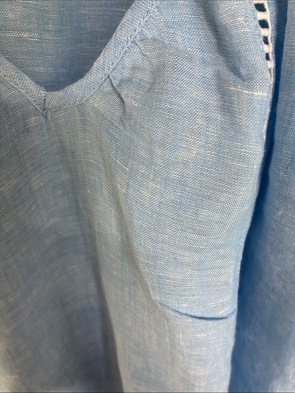 Ramy Brook large linen Light Blue  Lace Sleeve V-Neck Top - Picture 3 of 4